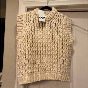 Zara Beige Knit Sweater Vest